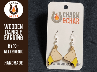 Nacho with Cheese Wood Dangle Earrings - Food Fashion Earring